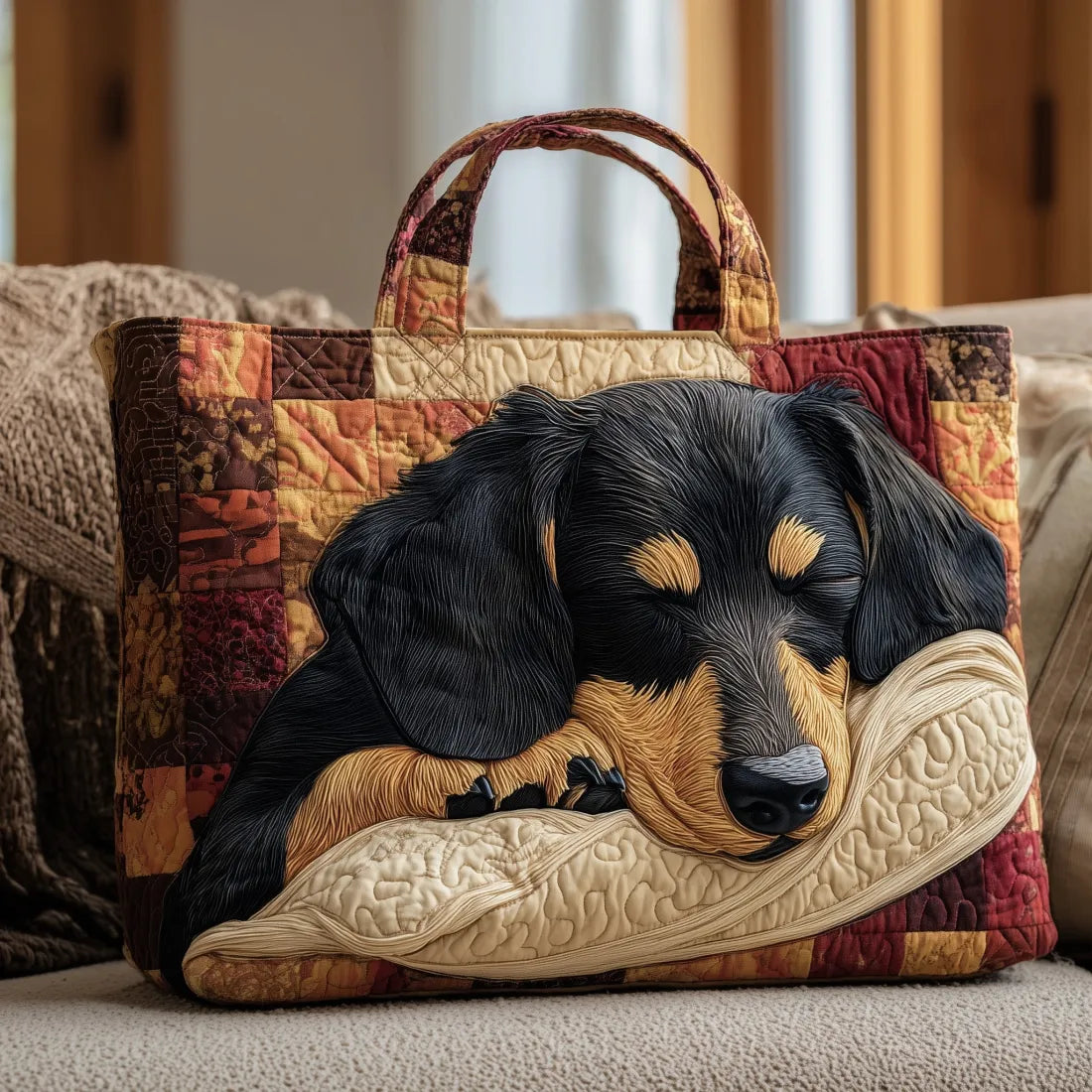 Håndlaget veske med dachshund