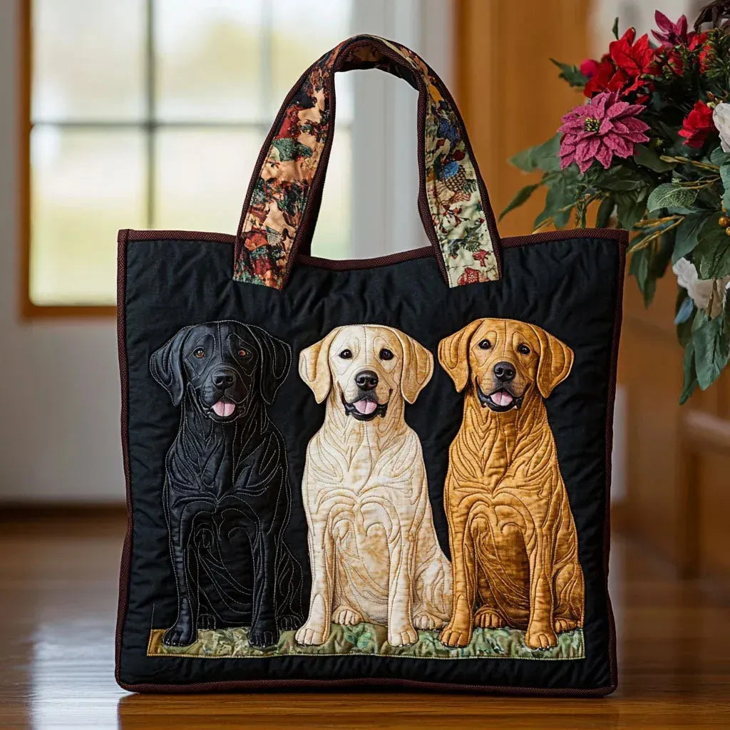 Håndlaget veske med tre labradorer