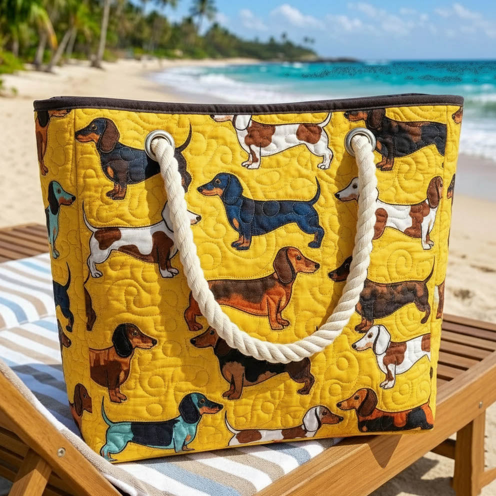 Håndlaget strandveske | Dachshund