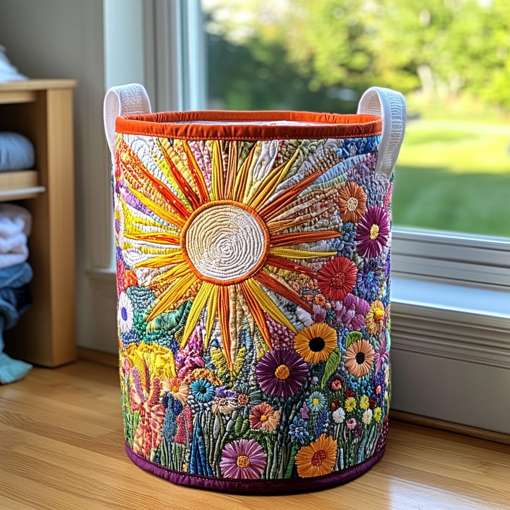 Håndlaget vaskekurv | Solsikke i blomst